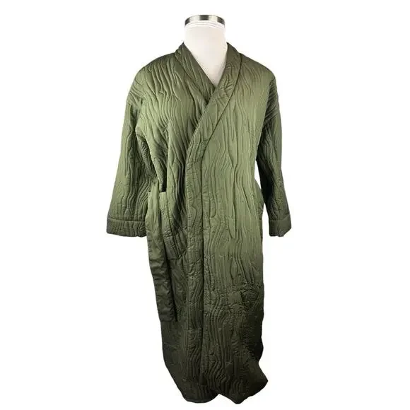 *Damaged* Calme Johnny Was Ava Quilted Wrap Belted Robe Coat Green Size XS *Flaw - Picture 9 of 16